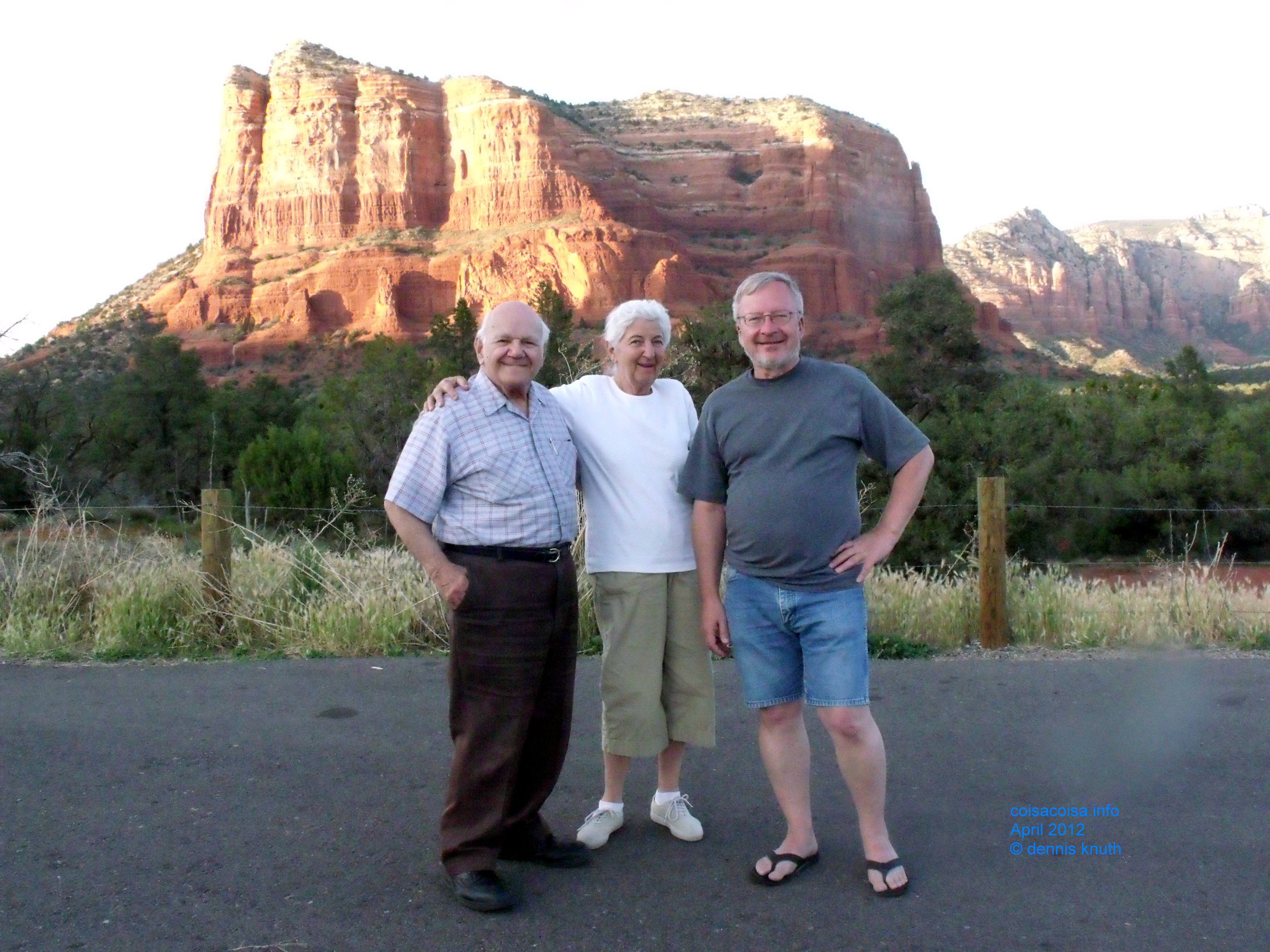 Orestus, Stella and Dennis Knuth in the Sedona Parking lot