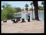 Stella and birds being fed in Papago park