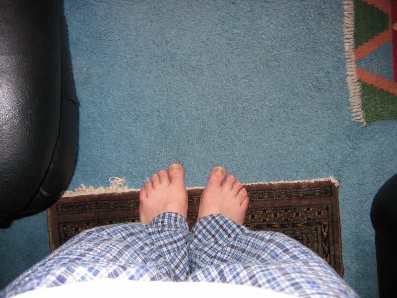 Man Feet leaving a rug for the Blue Carpet